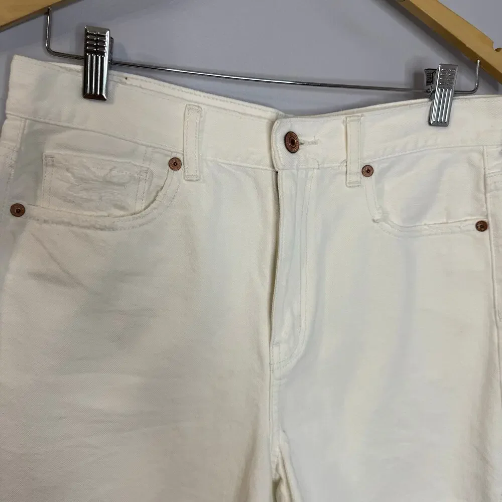 American Eagle Denim Baggy Mom Shorts White Women's 8 New